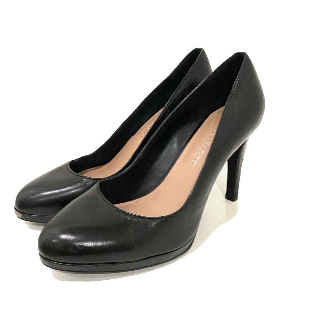 Franco Sarto Darren Stiletto Pumps Genuine Leather Black 8 Platform Almond Toe